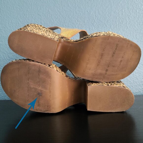 VIA SPIGA ~ “Flora” Gold Leather Platform Heels ~ 8M  EUC - Picture 12 of 14